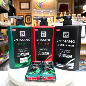 Dầu Gội Romano Cao Cấp 2IN1 Cho Nam Giới Lịch Lãm 650g Tặng 10 Gói