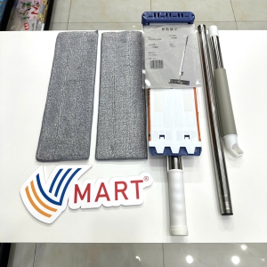 Cây Lau Nhà Inox Tự Vắt Chữ Nhật Tặng 2 Miếng Lau