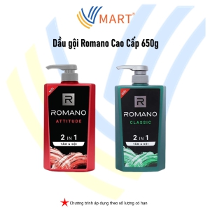 Dầu Gội Romano Cao Cấp 2IN1 Cho Nam Giới Lịch Lãm 650g