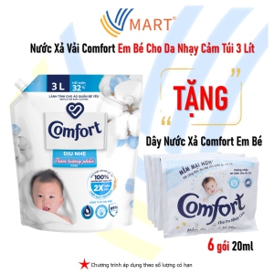 Nước Xả Vải Comfort Em Bé Cho Da Nhạy Cảm Túi 3 Lít