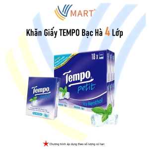 Khăn Giấy Tempo Bạc Hà 4 Lớp Kích Thước 18x18cm Lốc 18 Gói