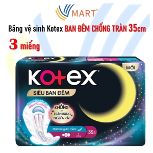 Băng vệ sinh Kotex BAN ĐÊM CHỐNG TRÀN 35cm 3 miếng