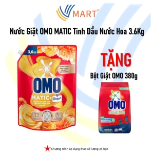 Nước Giặt OMO Matic Tinh Dầu Nước Hoa  Cửa Trước Tặng Gói Bột Giặt OMO 380g