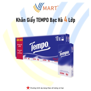 Khăn Giấy Tempo Bạc Hà 4 Lớp Kích Thước 21x21cm Lốc 10 Gói