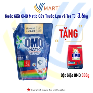 Nước Giặt OMO Matic Cửa Trước Lựu và Tre  Túi 3.6kg