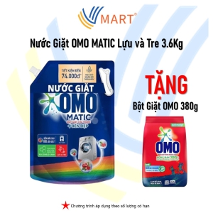 Nước Giặt OMO Matic Lựu và Tre  Cửa Trước Tặng Gói Bột Giặt OMO 380g