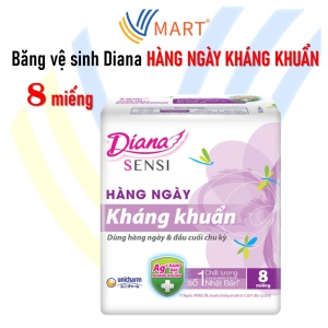 Băng vệ sinh Diana HÀNG NGÀY KHÁNG KHUẨN 8 miếng
