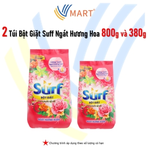 Combo 2 Túi Bột Giặt Surf Ngát Hương Hoa Túi 380g và 800g