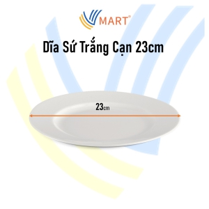 Dĩa Sứ Trắng Cạn 23cm