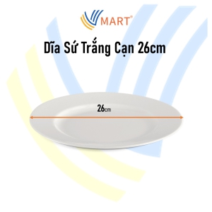 Dĩa Sứ Trắng Cạn 26cm