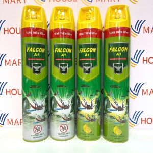Bình Xịt Côn Trùng Falcon super 600ml Không Mùi Và Hương Chanh Tặng Thêm 60ml, Hương Thơm Tự Nhiên Đuổi Sạch Côn Trùng