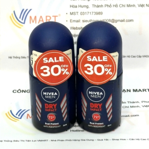 Lăn Ngăn Mùi NIVEA MEN Khô Thoáng, Mang Đến Cảm Giác Khô Thoáng Và Ngăn Mùi Hiệu Quả 72 Giờ